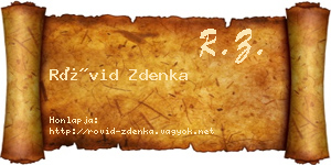 Rövid Zdenka névjegykártya